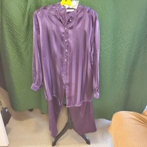 Vintage Gold Lable Victoria's Secret Purple Satin Pajama Set
